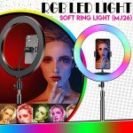 Wholesale RGB Light 10 inch Selfie Ring Light with 76 inch Tripod Stand & 3 Cell Phone Holders for Live Stream, Makeup, YouTube Video, Photography TikTok, & More Compatible with Universal Phone (RGB)